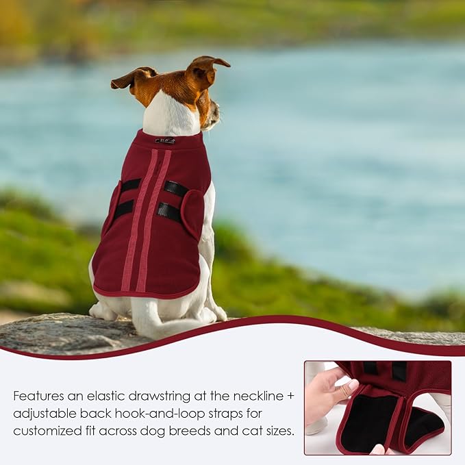 Dog Sweater,Adjustable Dog Sweaters for Small, Medium and Large Dogs Boys Girls, Dachshund Chihuahua Fleece Dogs Sweater (Burgundy,XS)