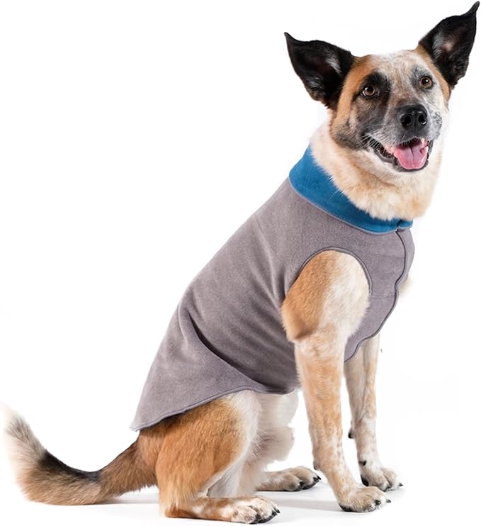 Goldpaw Duluth Double Fleece Dog Sweater Vest for Medium Dogs - Soft, Stretchy Dog Fleece - Warm Pet Jacket for Fall and Winter - Premium Pet Outerwear - Machine Washable - Charcoal/Marine - Size 18