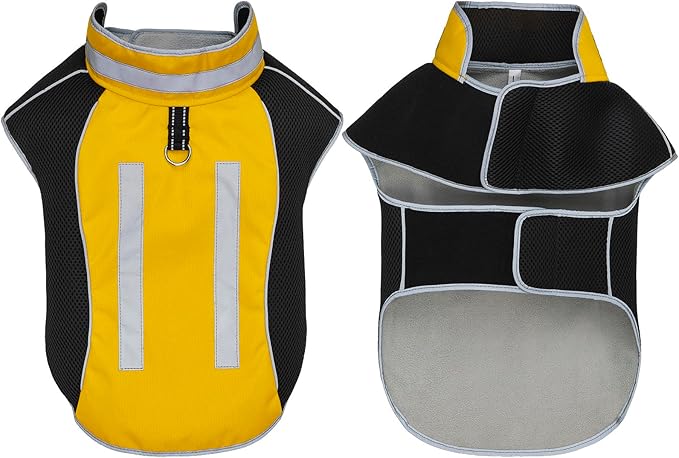 Small Dog Coat, Warm Dog Winter Jacket, Reflective Pet Jacket with Fleece Lined, Pet Clothes for Small Medium Dogs (Yellow, S)