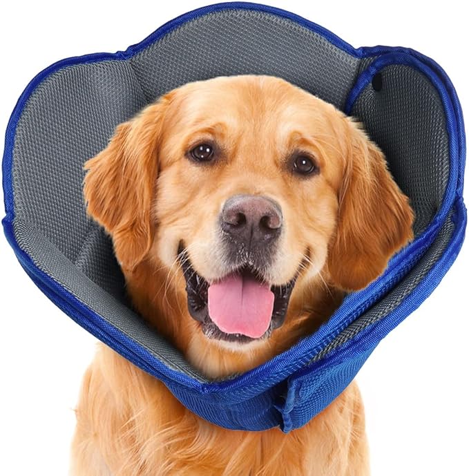 AuraPaw Soft Dog Cone Collar Alternative to Stop Licking,Comfort Recovery Collar for Large, Medium,Small Dogs,Adjustable Elizabethan Collar Alternative,Dogs Recovery Collar After Surgery,Blue,M