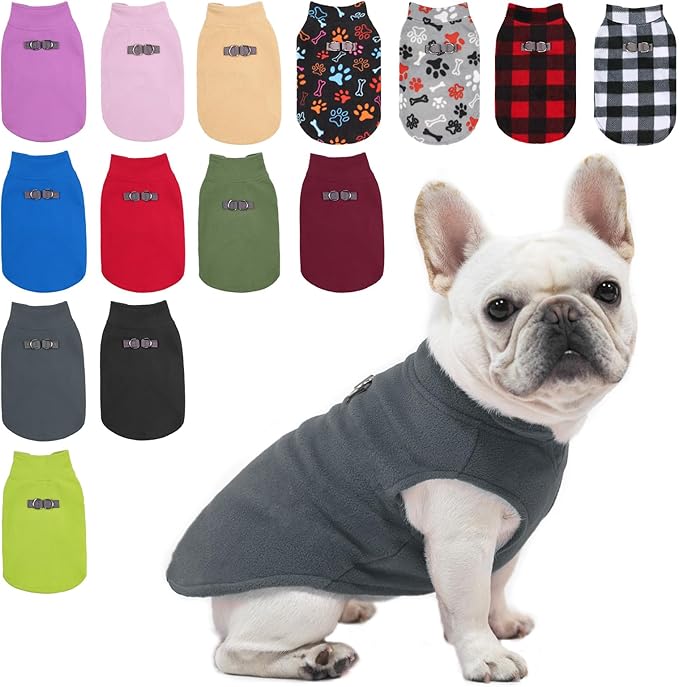 BEAUTYZOO Dog Fleece Vest Sweater Winter Jacket for Small and Medium Dogs with D-Ring Leash Cold Weather Coat Hoodie for XS S M Dogs Boy or Girls