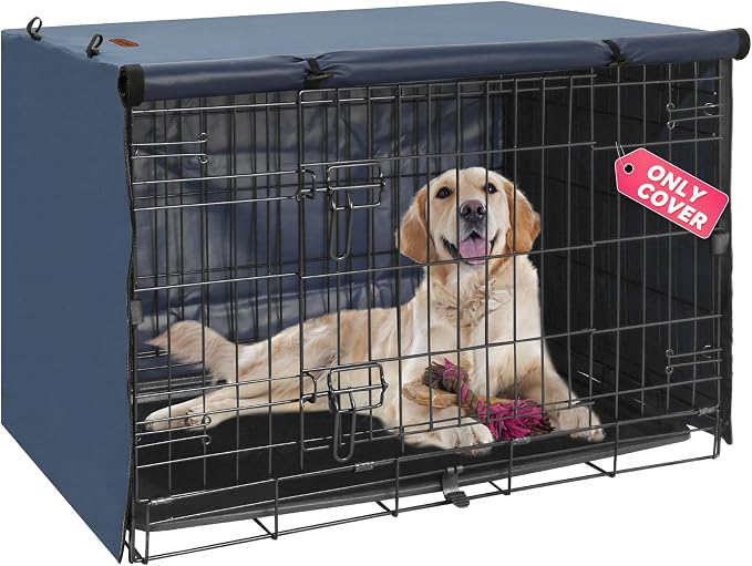 Seiyierr Dog Crate Cover - Kennel Covers Fit for 48 Inch Dog Crate, Double Door Polyester for Wire Puppy Crate Indoor Outdoor Protection, Blue
