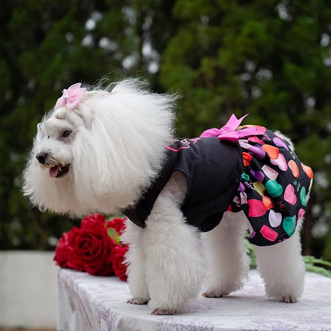 CuteBone I Love U Dress Velvet for Small Dogs Girl Puppy Dresses Black Dog Clothes CVA11XXS-D