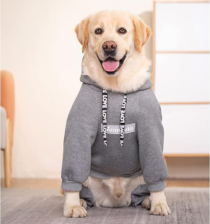 Dog Hoodies Winter Coat for Large Medium Dogs, Pullover 8 Legs Warm Coat Hooded Sweatshirt, Fleece Hoodie for Cold Weather (Grey, 5X-Large)