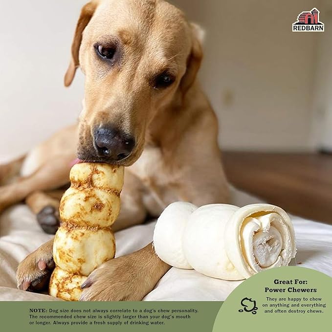 Redbarn Pet Products All-Natural Beef Cheek Rolls for Dogs, Grain-Free Cow Cheeks, Rich in Collagen, Available in Chicken & Carrot Glaze or Uncoated Chicken & Carrot, Small/Medium (Pack of 25)