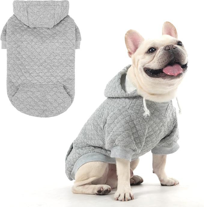 KOOLTAIL Dog Hoodie for Small Medium Large Dogs, Ultra-Warm & Soft Winter Fall Fleece Dog Hooded Sweatshirt Clothes Sweater, Lightweight Pullover Coat for Boy Girl Bulldog Pitbull Puppy Cats,Gray M-L