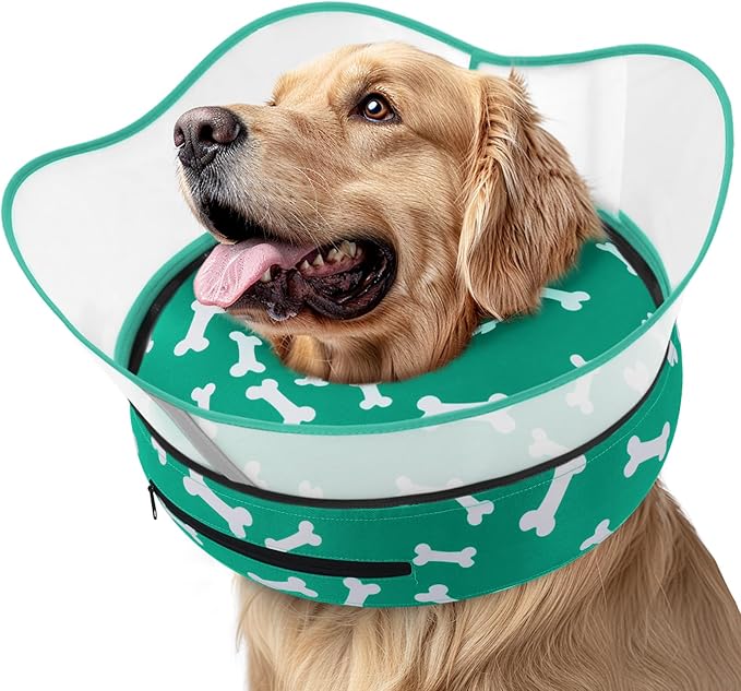 Supet Raised Inflatable Dog Cone Collar to Stop Licking, Soft Dog Cone Alternative After Surgery, Pet Neck Donut Collar for Small Medium Large Dogs
