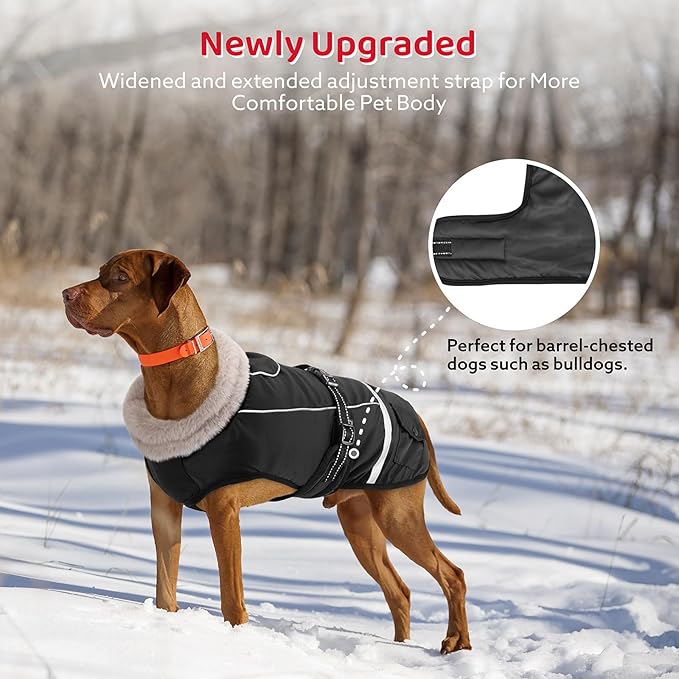 Dog Coat, Warm Dog Winter Coat Reflective Jacket Waterproof Fleece Vest, Pet Jacket Cozy for Cold Weather, Dogs Snowsuit Windproof, Adjustable Buckle for Small Dogs