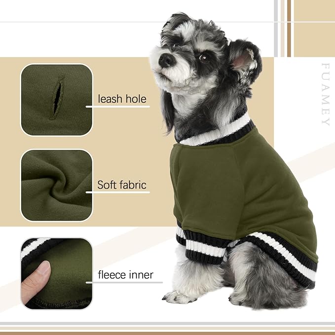 FUAMEY Dog Pullover Sweatshirt，Dog Winter Sweaters Warm Dog Clothes Dog Vest Thick Puppy Pullover Soft Pet Fleece Sweater Cute Doggie Boy Girl Outfit for Small Medium Dogs Green S