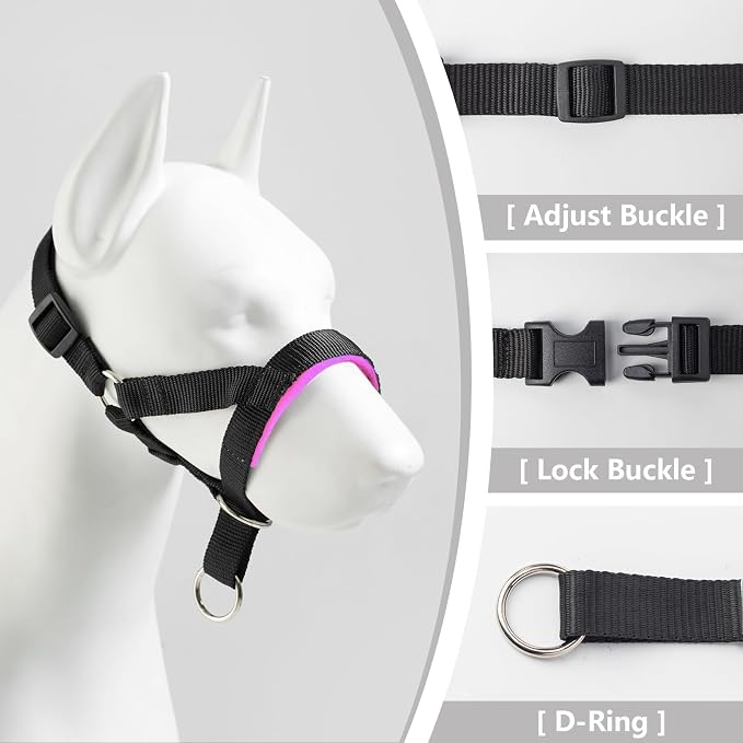 Dog Head Collar with Soft Fabric, Dog Head Harness to Stop Pulling with Adjustable Loop(M,Lake Blue)
