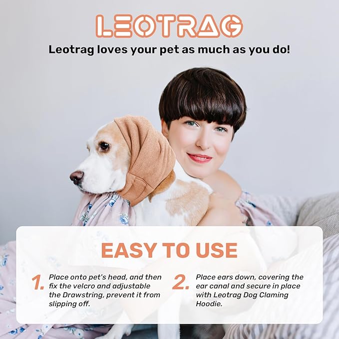 Dog Calming Hoodie, No Shake Ear Wraps for Dogs, Adjustable Dog Ear Muffs for Noise Protection, Ear Wrap Head Cover for Head Warp Anxiety Relief, Hematoma, Grooming and Force Drying