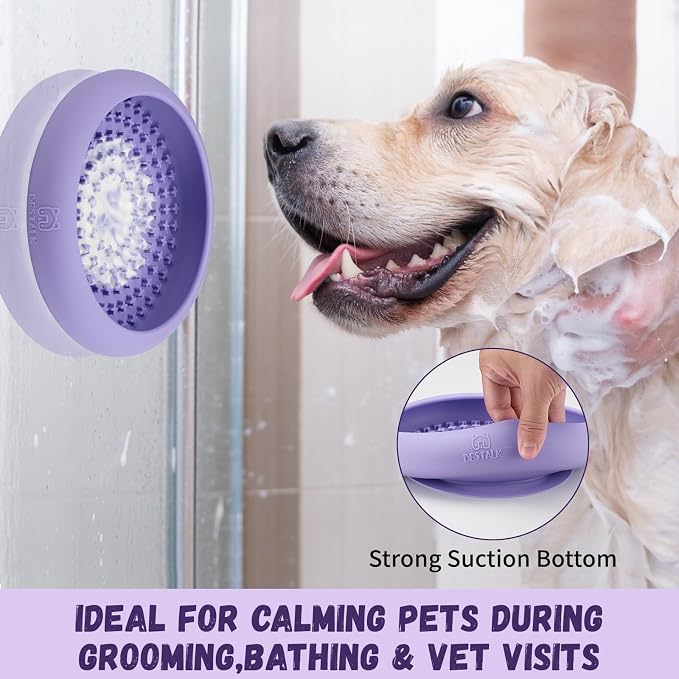 Dog Lick Bowl, Bestalk Anxiety Relief Slow Feeder Dog Lick Mat Treat Dispenser, Non-Slip Dogs Licking Bowl Enrichment Toys, BPA Free Silicone, Dishwasher Safe