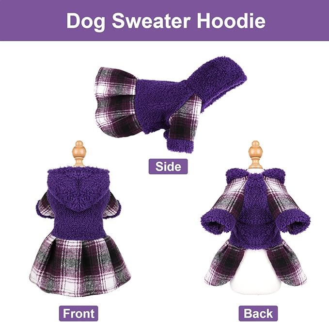Dog Sweater Puppy Clothes for Small Dogs Boy Girl Pet Hoodies for Dogs Cold Weather Doggie Coats Fall Doggy Sweatshirt for Chihuahua Yorkie Cat Outfits (Purple, X-Small)