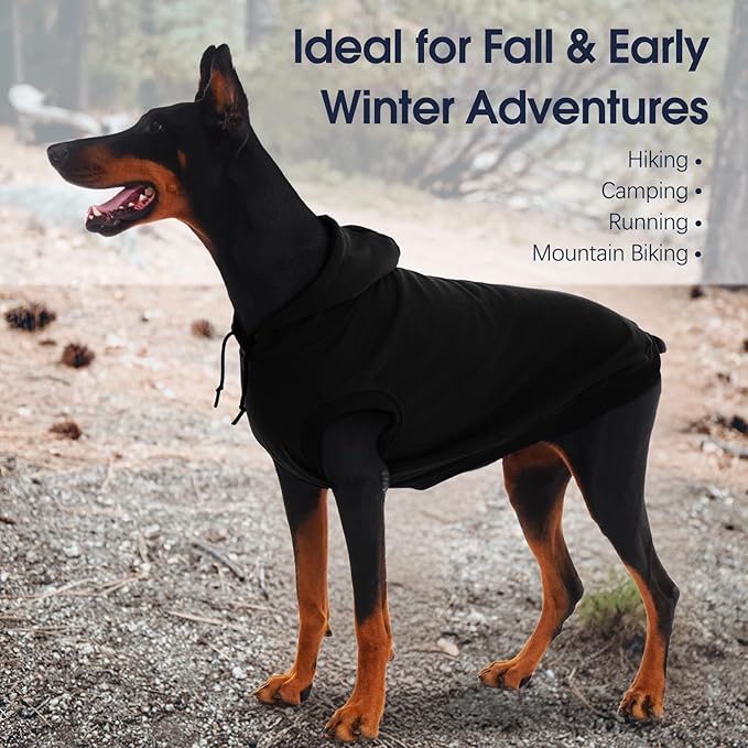 IECOii Dog Hoodie for Large Dogs, Great Dane Sweaters for Giant Breed Dogs, Breathable Lightweight Extra Large Pet Sweathshirt with Hood, XXXL Dog Hoodies for Mastiff, Black, 3XL,(No Fleece Lined)