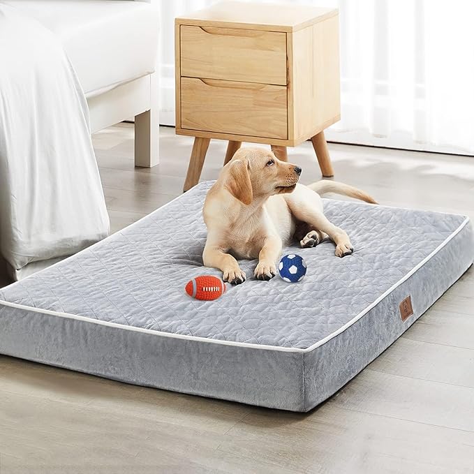 WNPETHOME Orthopedic XL Dog Bed for Crate, Waterproof Extra Large Dogs Bed with Removable Washable Cover, Multi-Needle Quilting Dogs Crate Bed