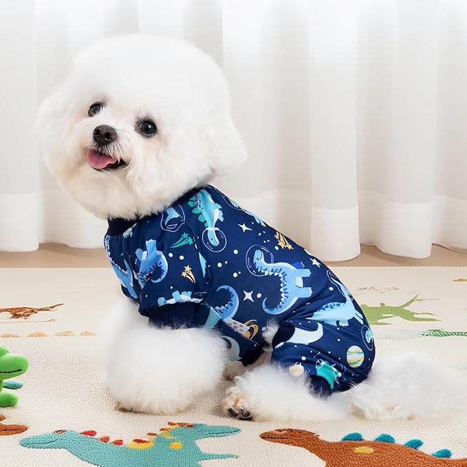 XPUDAC 4 Pack Dog Pajamas for Small Medium Sized Doggie Comfy Strechy Dog Pjs for Boy Puppy Clothes Cat Onesies Pet Outfits, 88-2XL