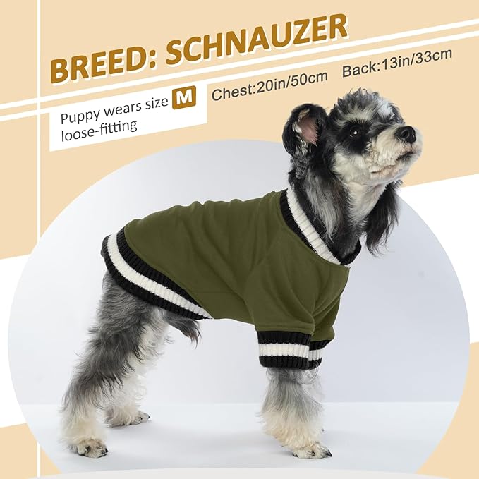 FUAMEY Dog Pullover Sweatshirt，Dog Winter Sweaters Warm Dog Clothes Dog Vest Thick Puppy Pullover Soft Pet Fleece Sweater Cute Doggie Boy Girl Outfit for Small Medium Dogs Green S