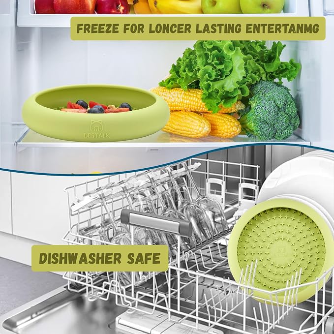 Dog Lick Bowl, Bestalk Anxiety Relief Slow Feeder Dog Lick Mat Treat Dispenser, Non-Slip Licking Bowl Enrichment Toys, BPA Free Silicone, Dishwasher Safe