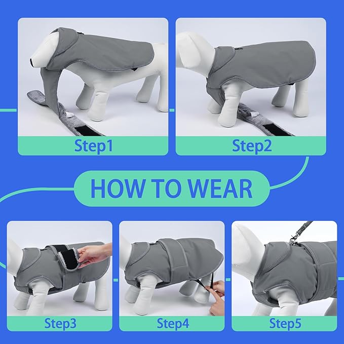 MIGOHI Warm Dog Coat Winter Dog Jacket,Waterproof Cold Weather Coats for Dogs,Fleece Jacket for Small Medium Large Dogs,Reflective Thick Fleece Vest with Leash Hole