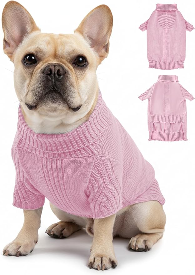 Dog Sweaters for Small Medium Large Dog, Classic Turtleneck Pet Clothes Warm Thermal Doggy Winter Coat, Thick Double Knitting Collar Pullover Cold Weather Puppy Jacket for Indoor & Outdoor Wear