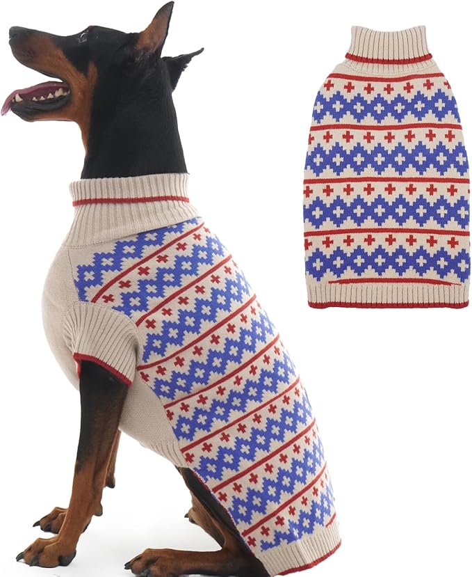Dog Sweater for Large Dogs, Soft Stretchy Turtleneck Great Dane Sweaters, Dog Christmas Sweater for Better Sleep & Warm Walking on Cold Days, 4XL Dogs Clothes for Fall Winter, Apricot XXXXL