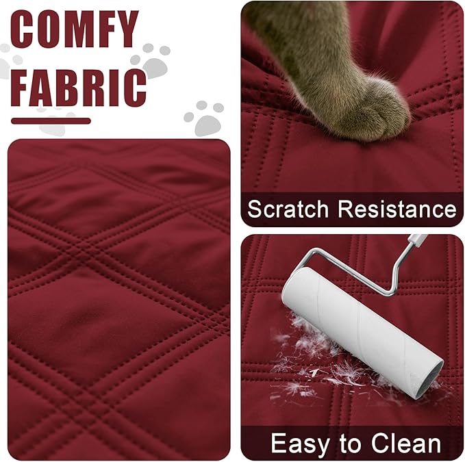 Smiry Waterproof Dog Bed Cover Blanket 40x80, Soft Reversible Pet Blanket, Washable Leakproof Cats Dogs Couch Cover for Sofa, Couch, Furniture, Lattice, Wine Red/Wine Red