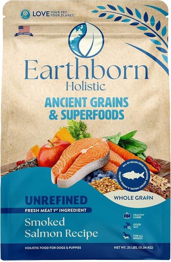 Earthborn Holistic Unrefined Smoked Salmon 25 lb. Ancient Grains & Superfoods Dry Dog Food