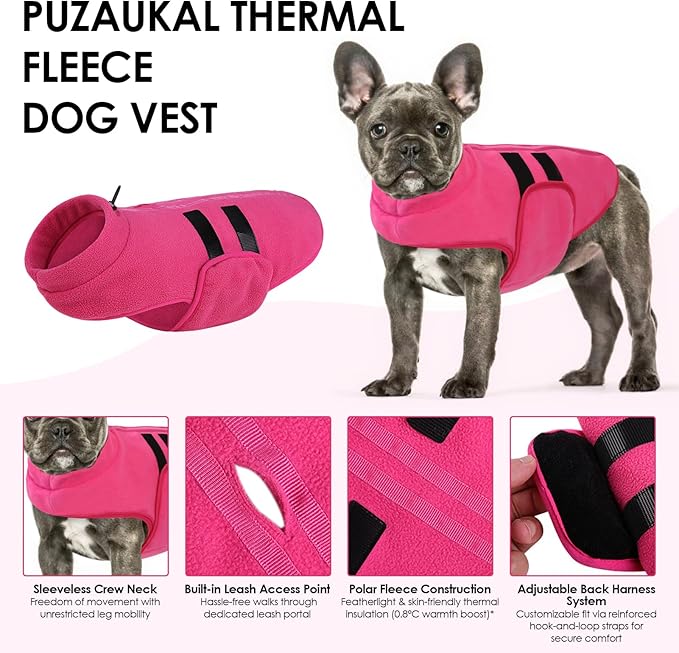 Dog Sweater,Adjustable Dog Sweaters for Small, Medium and Large Dogs Boys Girls, Dachshund Chihuahua Fleece Dogs Sweater(Pink,XL)