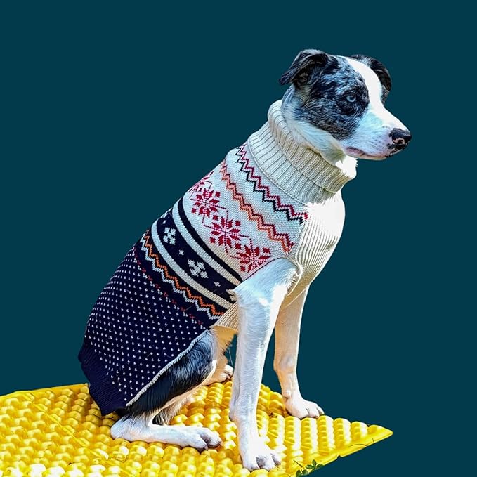 Cozy Dog Sweater for Outdoor Adventures—Breathable & Insulating Knit—Classic Fit—Backpacking Gear for Dogs—Dog Hiking Gear—Dog Camping Gear (Small, Nordic)