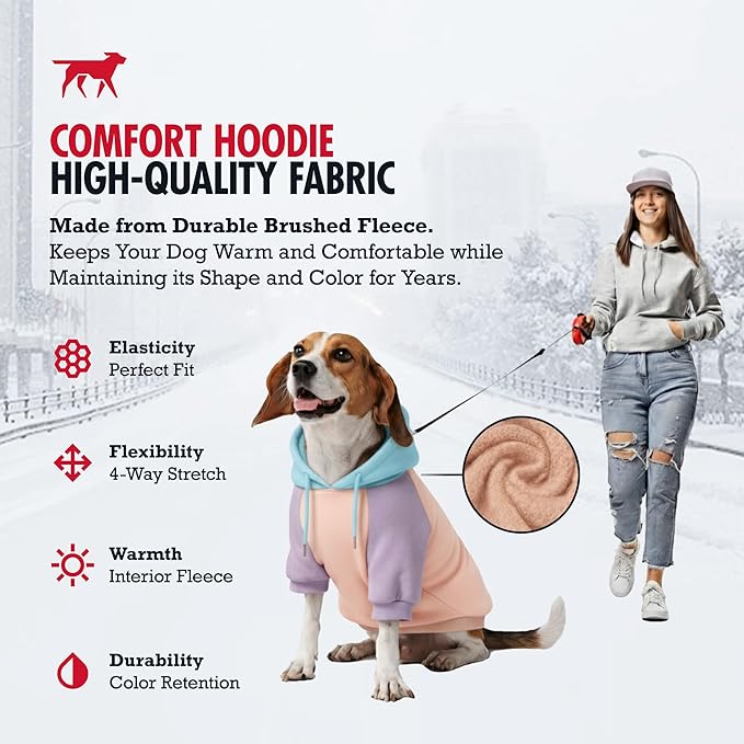 Tuff Pupper Dog Hoodie | Premium Quality Insulated Fabric | Ultra Soft Interior for Superior Comfort | Elastic Cuffs & Drawstring for Warmth | Stretch Fit Suitable for All Breeds (Pastel, L)