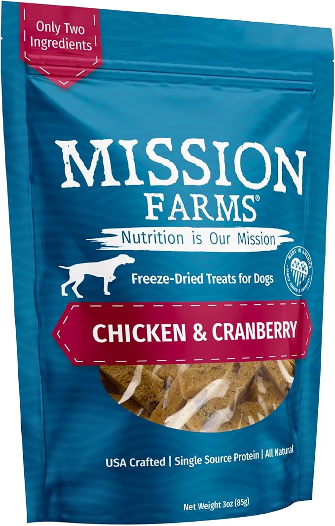 Mission Farms Freeze-Dried Raw Dog Treats Chicken & Cranberry Limited Ingredient All Natural, 3oz