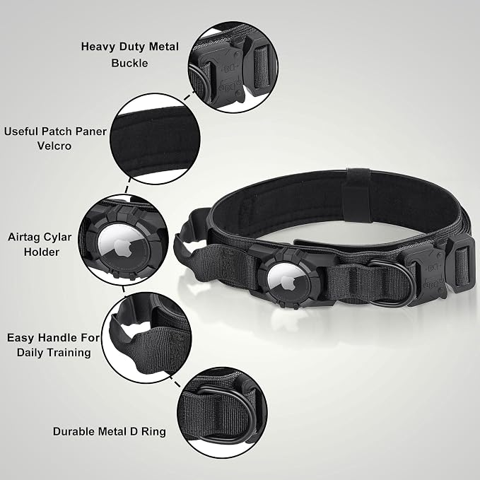 Upgraded Airtag Dog Collar Waterproof, Adjustable GPS Training Nylon