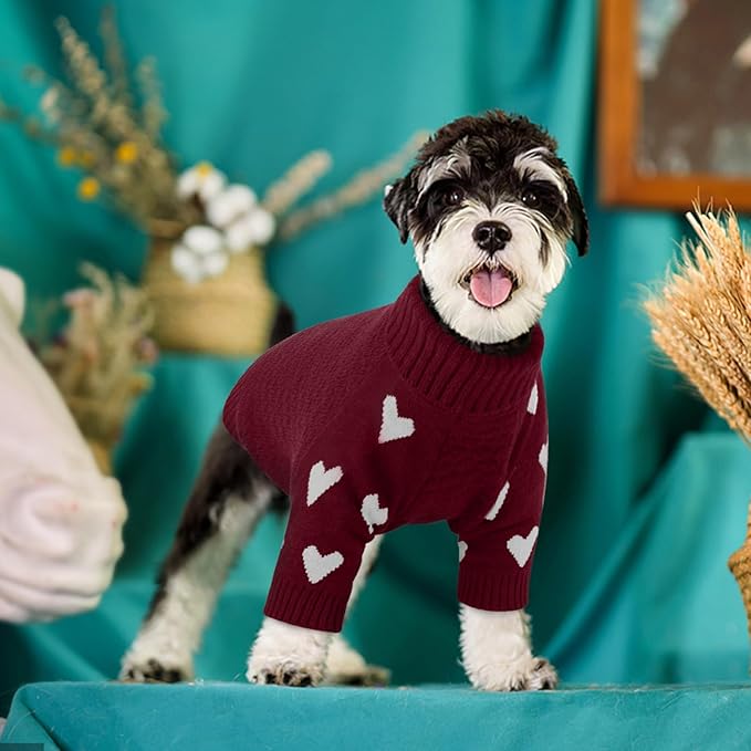Kuoser Dog Sweater,Warm Dog Sweaters for Extra Large Dogs,Turtleneck Thick XXL Dogs Sweater Christmas Outfit,Cold Weather Pet Winter Clothes Doggie Pullover Girl Boy for Fall Xmas,Red 2XL