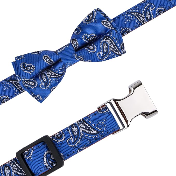 Bowtie Dog Collars Blue Paisley Pattern Small
