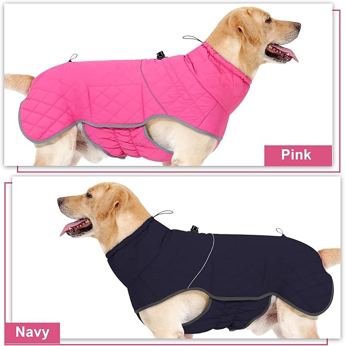 Dog Winter Coat with Harness, Reflective Windproof&Waterproof Fleece Jacket for Cold Weather, Dog Pullover Jumpsuit Snowsuit for Small Medium Large Dogs, Navy S