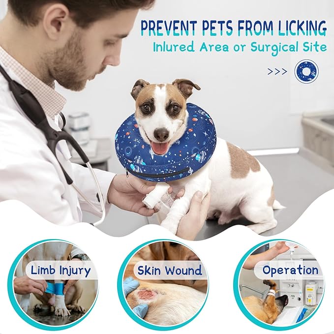 Supet Inflatable Dog Cone Collar Alternative After Surgery, Dog Neck Donut Collar Recovery E Collar, Soft Pet Cone for Small Medium Large Dogs