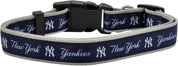 MLB New York Yankees Licensed PET COLLAR- Heavy-Duty, Strong, and Durable Dog Collar. Available in 29 Baseball Teams and 4 Sizes
