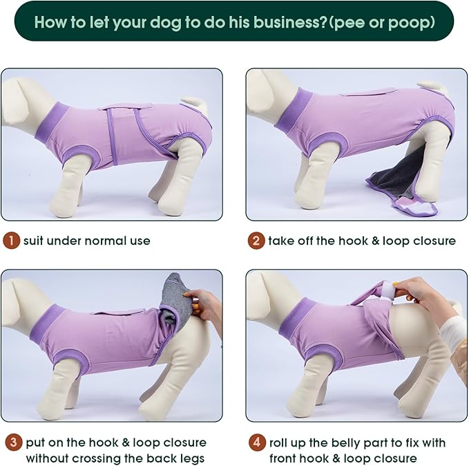 Kuoser Dog Surgery Suit Female Spay, Puppy Recovery Suit Male Neuter, Doggie Clothes Onesie for Surgery Anti Licking Abdominal Wounds Pet Surgical Recovery Bodysuit Shirt, Substitute E-Collar & Cone