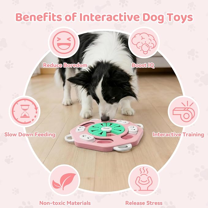 Dog Puzzle Toy for Smart Dogs, Interactive Dog Enrichment Toys,Level2(Pink)