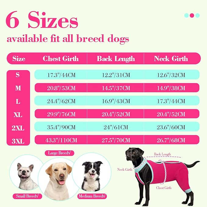 ROZKITCH Dog Surgery Leg Sleeve Rear Legs, Male Female Pet Prevent Licking Wound Elbow Knee Protector, Dog Recovery Suit Cone Collar Alternative Pants Shirt for Wound Heal Wrap Rosered S