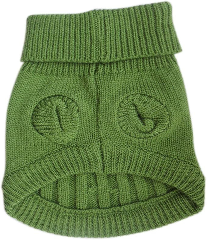 Tangpan Turtleneck Classic Straw-Rope Pro Pet Dog Sweater Apparel (Green,XXL)