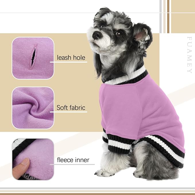 FUAMEY Dog Pullover Sweatshirt，Dog Winter Sweaters Warm Dog Clothes Dog Vest Thick Puppy Pullover Soft Pet Fleece Sweater Cute Doggie Boy Girl Outfit for Small Medium Dogs Lavender S