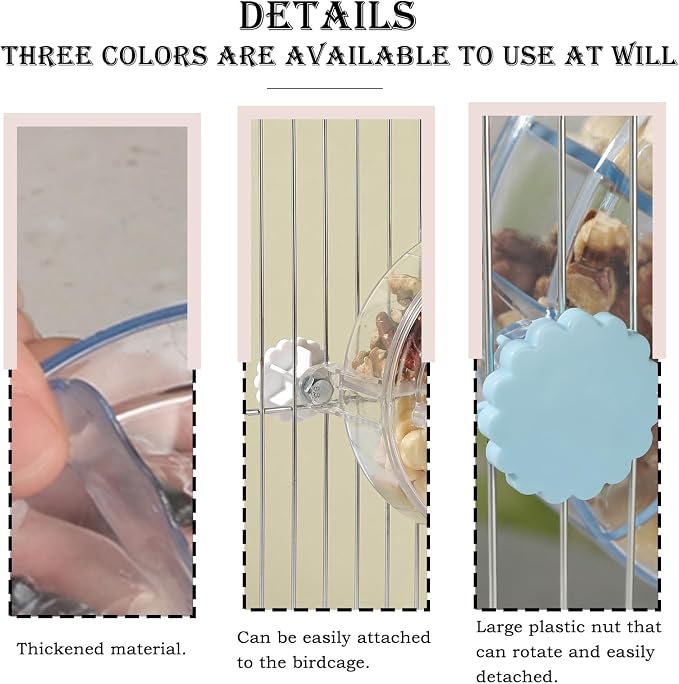 Bird Foraging Toy Interactive Slow Feeder with Rotating Treat Wheel Creative Enrichment Puzzle for Small & Medium Parrots Cockatiel Parakeet Conure - Clear