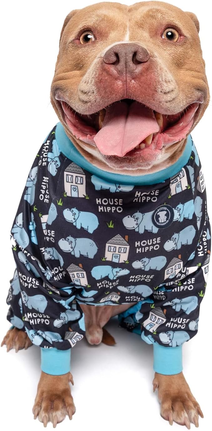 Pittie Clothing Pit Bull Dog Pajamas – Full Coverage Dog Onesie, Soft Pajama Outfit for Medium, Large, XL & XXL Breeds