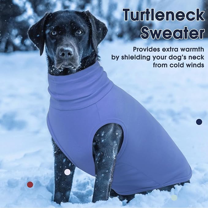 IECOii XXXL Dog Sweater - Snug Dog Turtleneck Sweater, Blue,XXX-Large, Warm Christmas Winter Pullover Sweatshirt,Machine Washable Fleece, Extra Stretchy for Extra Large Dogs Like Labrador,Doberman