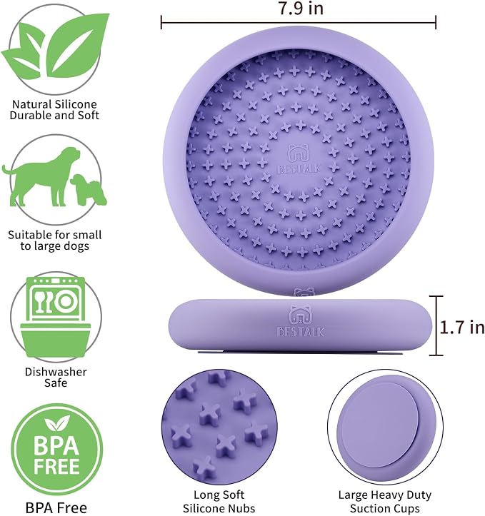 Dog Lick Bowl, Bestalk Anxiety Relief Slow Feeder Dog Lick Mat Treat Dispenser, Non-Slip Dogs Licking Bowl Enrichment Toys, BPA Free Silicone, Dishwasher Safe