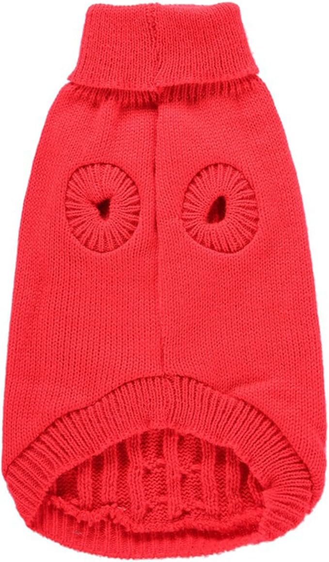 Small Dog Sweaters Knitted Pet Cat Warm Dog Sweatshirt Winter Clothes Kitten Puppy Sweater (X-Small,Red)