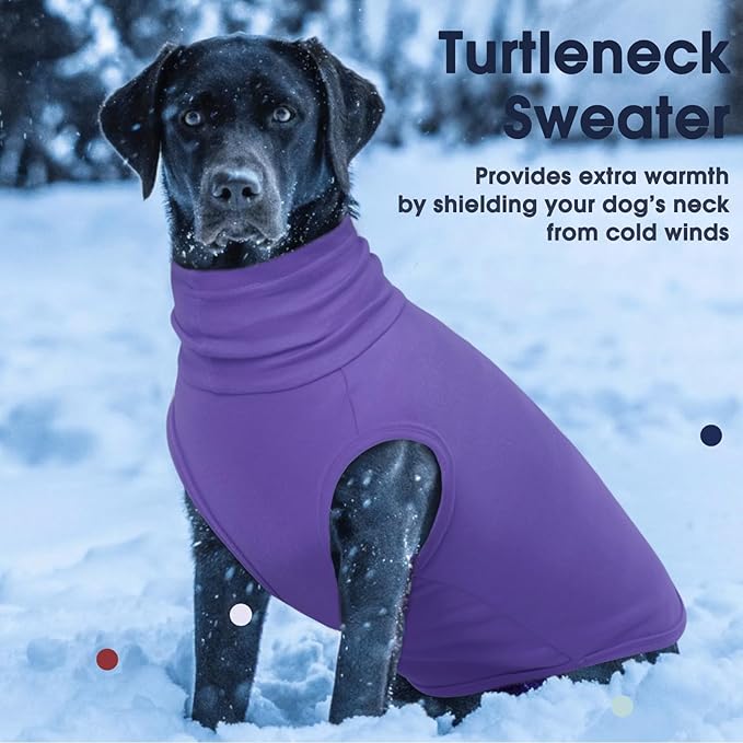 IECOii 4XL Dog Sweater - Stretch Fleece Sweater with Turtleneck,Purple,XXXX-Large, Warm Pullover Sweatshirt Pajamas for Indoor Sleeping/Outdoor Walking, Comfort Fit for Giant Breeds Like Great Dane