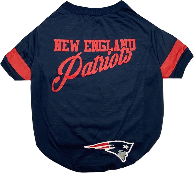 Pets First NFL New England Patriots Dog & Cat Striped T-Shirt, Medium. Football Pet Shirt for NFL Team Fans. Durable & Cute Sports PET TEE Shirt Outfit