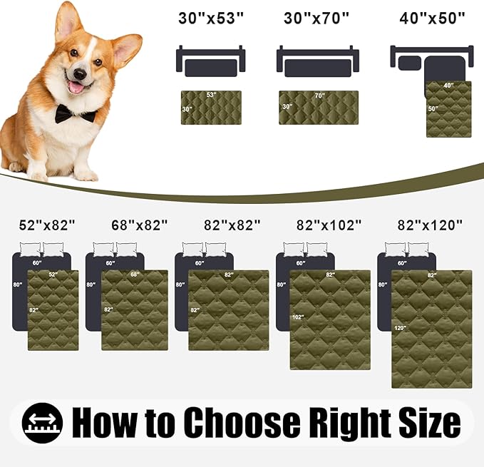 Smiry Waterproof Dog Bed Cover Blanket, Soft Reversible Pet Blanket, Washable Leakproof Cats Dogs Couch Cover for Sofa, Couch, Furniture, Plaid (82x82 Inch, Green/Navy)